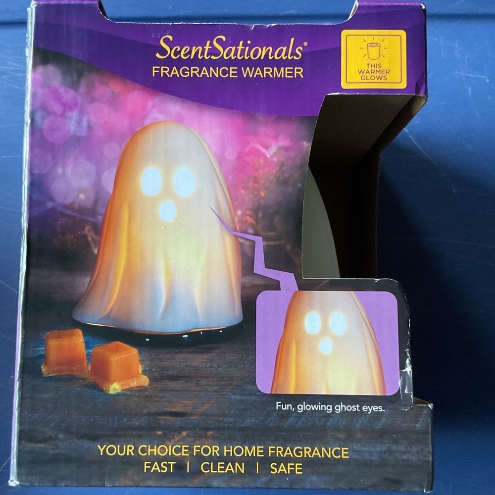 ScentSationals Boo! Ghost Fragrance Warmer Halloween Decor Wax Melter Glow Eyes